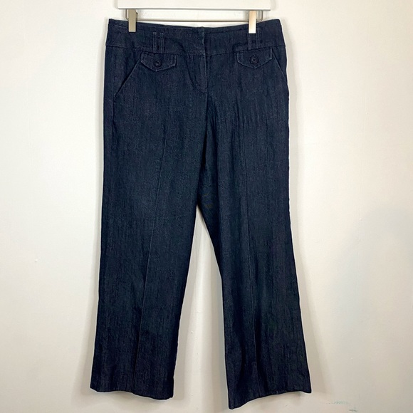 SANDRO Women’s 10P Dark Wash Denim Wide Leg Dress Work Professional Pants - Picture 1 of 5